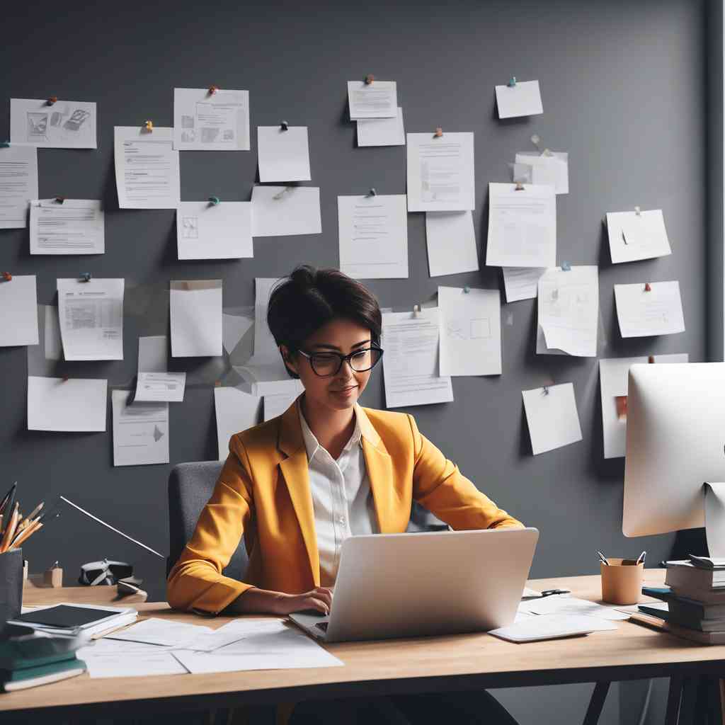 A lady is doing her office work