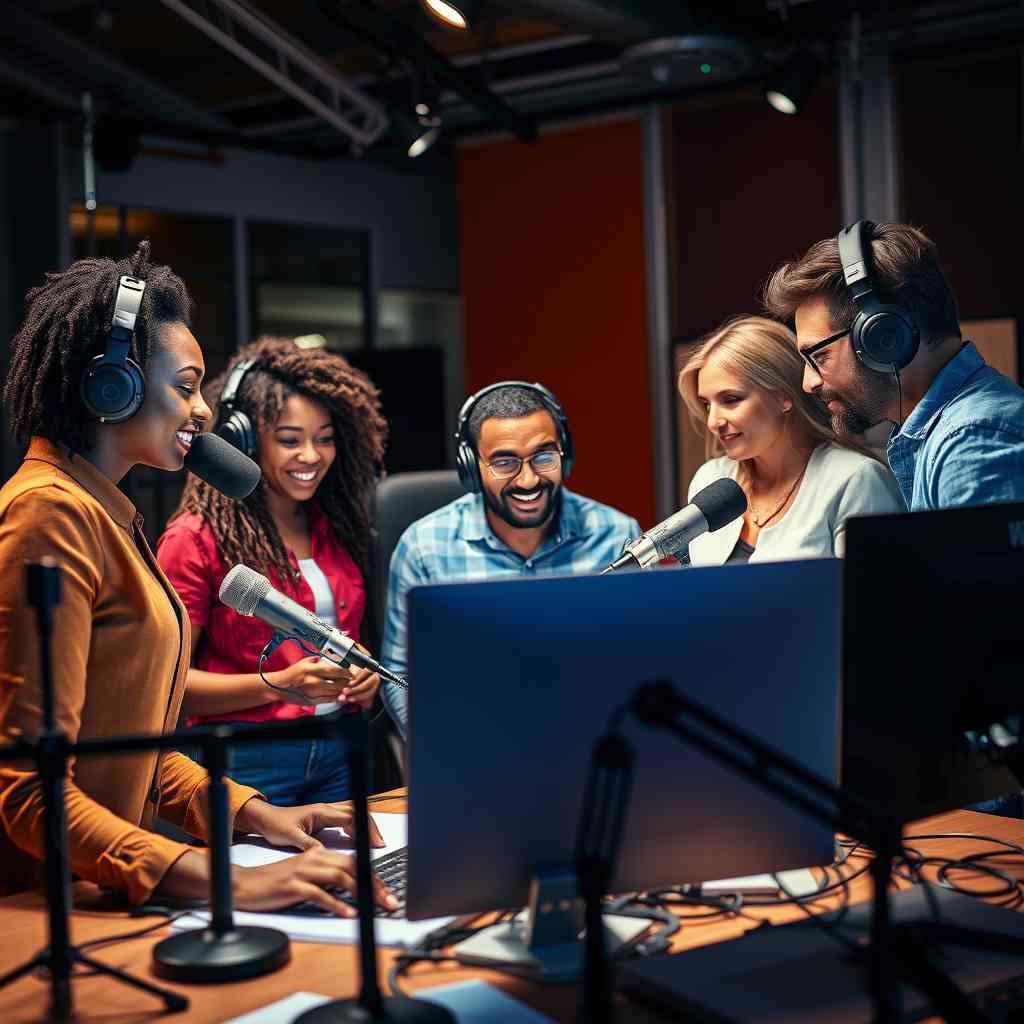 Persons sitting inside a room for the discussion about podcast